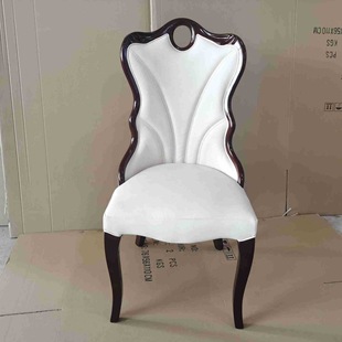 酒店餐厅实木餐椅韩式pu皮，椅子高档电动餐桌豪华包厢白色配套餐椅