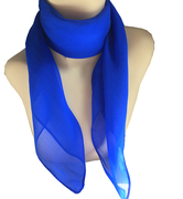 真丝小方巾宝蓝色透明小丝巾，薄款百搭纱巾100桑蚕丝围巾一色