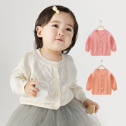 哈尼尚婴儿针织开衫秋季儿童外搭上衣女童衣服宝宝糖果色毛衣外套
