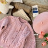 韩系童装2024秋季女宝宝，粉色麻花毛衣女童，开衫儿童毛线外套针织衫