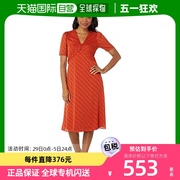 香港直邮潮奢londontimes女士合身喇叭，垂褶领中长连衣裙