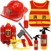 儿童消防员衣服小孩角色，扮演服装幼儿园演出服，消防帽马甲玩具套装