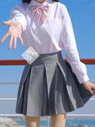 姬物语JK圆领衬衫直筒水色短袖丸襟长款百搭制服圆领女学生衬衣