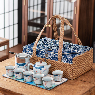 户外旅行茶具套装家用便携式快客杯功夫茶具茶壶布艺收纳包袋盒子
