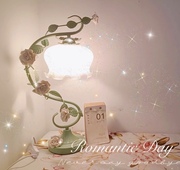 欧式复古浪漫台灯卧室，公主玫瑰花朵少女，心女孩田园床头台灯