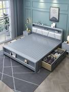 现代简约实木床双人床1.5米单人床轻奢北欧白色床1.8米主卧经济型