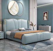 居谦家具意式极简真皮床双人床，1.8米主卧高档床，简约现代奢华皮床