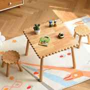 实木饼干桌可爱创意幼儿园手工，桌子宝宝小板凳家用桌椅组合儿童桌