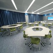 学生培训桌单人双人课，桌椅多媒体六边形，团体桌学校实验室桌子