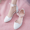 夏季女童高跟凉鞋韩版表演白色蝴蝶结包头软底粉色儿童公主鞋