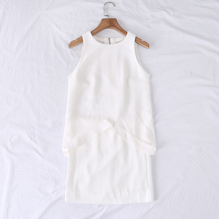 夏季时尚气质ol纯色，短袖后拉链，中长款连衣裙雪纺裙短裙10055