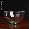台湾自慢堂玻璃绿亮片圆口杯全手工高硼硅耐高温高端玻璃茶具茶杯