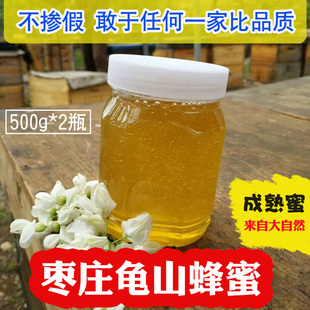 枣庄龟山洋槐花蜂蜜枣树蜜天然山东农家蜂场原采百花原蜜500g*2瓶