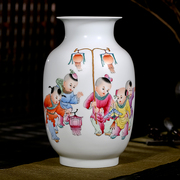 景德镇陶瓷器名人名作大师夏国安手绘五子登科花瓶客厅装饰品摆件