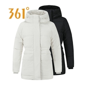 361度女士加厚中长款羽绒服连帽2023冬季舒适防寒361女子保暖外套