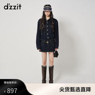 dzzit地素奥莱牛仔连体短裤，23秋深蓝色，高街潮流设计感女