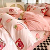 迪士尼草莓熊床上四件套冬季女儿童学生宿舍被套床单三件套水洗棉