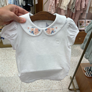 韩国童装 24夏女童宝宝精美刺绣娃娃领百搭洋气上衣 短袖T恤