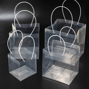 透明袋正方形手提袋pp塑料礼盒包装袋蛋糕袋包装袋