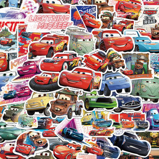 50张迪士尼赛车总动员贴纸卡通可爱手账手机壳笔记本装饰防水贴画