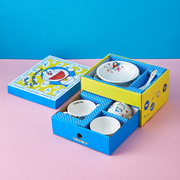 哆啦A梦陶瓷餐具套装儿童专用可爱碗碟机器猫吃饭碗宝宝防烫饭碗