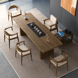 茶桌椅组合一桌五椅实木茶台功夫，现代简约办公室，大板茶几家用一体