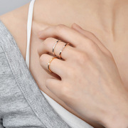 小钻戒指2023年潮时尚个性小众设计钛钢18k金尾戒女小指素圈