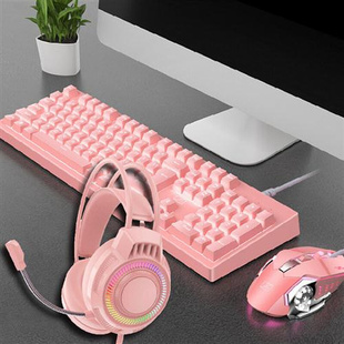 616双色背光键盘可爱粉色蓝色ABS料发光有线键盘