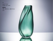 现代创意彩色玻璃花瓶摆件时尚简约墨绿色水培花器家居摆件工艺品