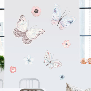 床头墙面蝴蝶花朵破损遮丑墙贴纸装饰画墙壁墙纸瓷砖贴画墙上墙布