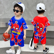 童装男童夏季套装2024蜘蛛侠短袖，薄款儿童夏装中小童洋气两件套潮