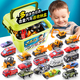 合金小汽车模型工程消防玩具，仿真套装迷你宝宝儿童，大全男孩铝惯性