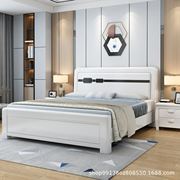 床现代简约实木床1.5米主卧白色，烤漆1.8米双人床，橡木抽屉储物婚床