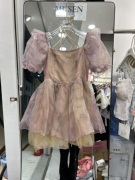 法式紫色连衣裙女夏季高级感气质仙女蓬蓬，纱裙收腰显瘦小个子短裙