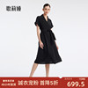 歌莉娅黑色连衣裙式风衣女装夏季设计感三醋酸长款外套1B4L6L100