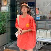 韩国特大码女装胖mm夏装可爱卡通笑脸图案，宽松短袖t恤602