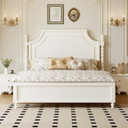 美式白色实木床现代简约1.8m双人床主卧奶油风，公主床轻奢储物婚床