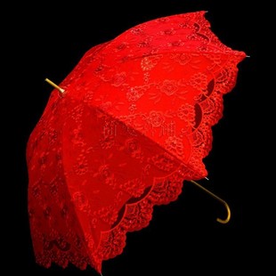 结婚新娘红伞婚礼婚庆伞中式大红伞，晴雨两用全自动复古刺绣长柄伞
