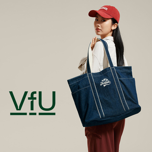 VfU 手提包运动斜挎包复古拼色大容量多口袋腋下单肩包时尚