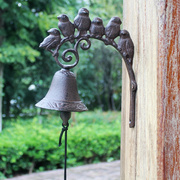 欧式古典风格复古六小鸟铸铁，铃铛铁艺门铃，壁饰门前铃家居装饰壁饰