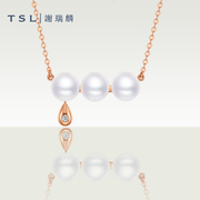 TSL谢瑞麟复古浪漫珍珠水滴系列18K金钻石项链女BC919