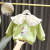 1-6岁女宝宝洋气翻领上衣女婴儿秋冬装3女童加厚加绒卡通卫衣
