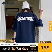 404mob夏季短袖t恤男280g纯棉潮流宽松牛角破洞设计印花体恤短袖