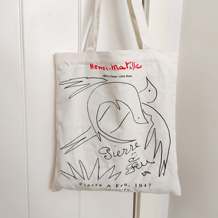 轻帆自制Henri Matisse帆布包袋文艺简约百搭大容量单肩手提女包