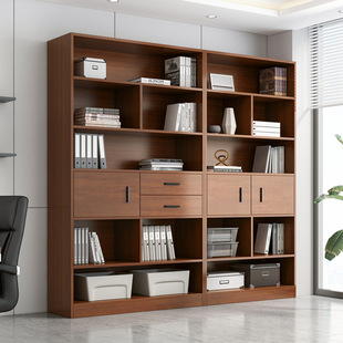 文件柜办公室书柜档案资料柜木质收纳柜子分层隔板储物柜落地靠墙