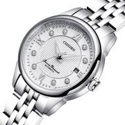 精钢手表镶钻全自动机械手瑞，士女时尚钢带，夜光日历国产腕表