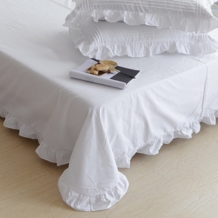 床单单件纯棉床单，枕套三件套1.8米1.5m双人纯色，加厚全棉被单