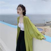 中长款防晒衣女夏薄款2023宽松透气长袖雪纺，开衫外套披肩上衣