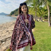 豹纹围巾女春夏季丝巾泰国旅游薄款大披肩海边度假防晒沙滩巾纱巾