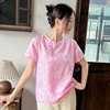 新中式国风真丝衬衫女圆领短袖桑蚕丝上衣设计感小众百搭洋气小衫
